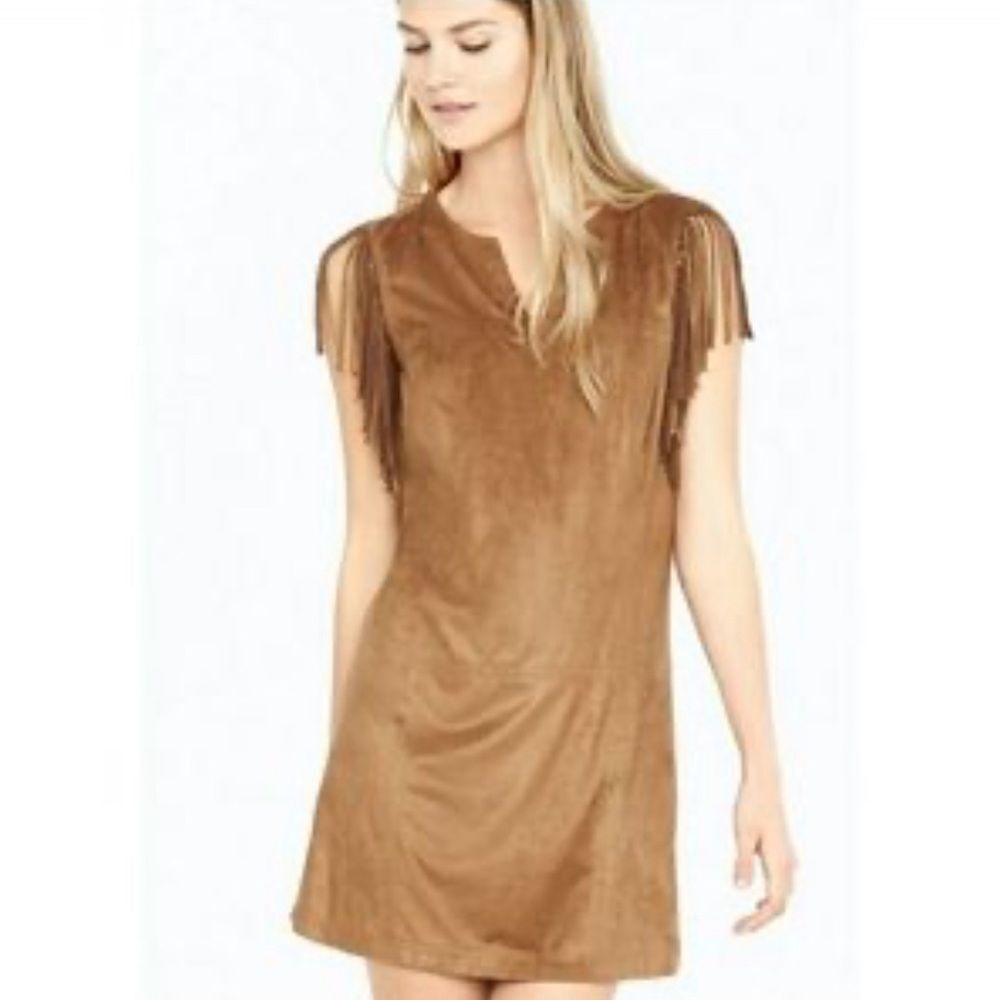 Express Suede Fringe Mini Dress XS